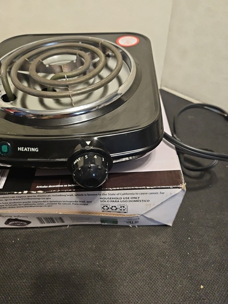 Single Burner Cooktop Adjustable Temperature Portable Approx 10"x 10" Mainstays