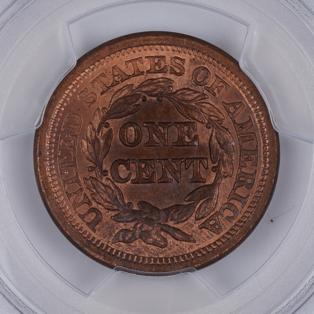 1855 1C Matron Head Large Cent Upright 55 PCGS MS64RD