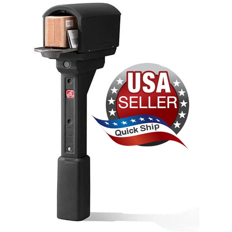 Step2 583299 MailMaster Express Plastic Post Mount Home Modern Mailbox - Black