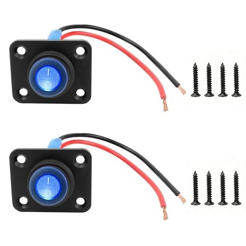 12V 20A Waterproof Blue Round Lighted ON Off SPST LED Switch Rocker Toggle