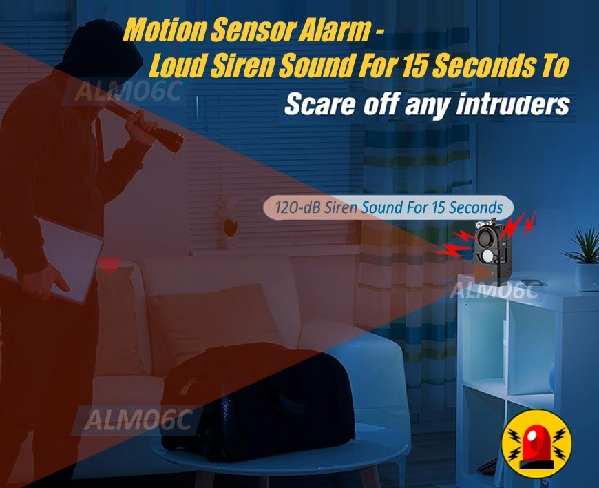 Mini Motion Sensor Alarm Emergency Flashlight For Personal Perimeter Safety