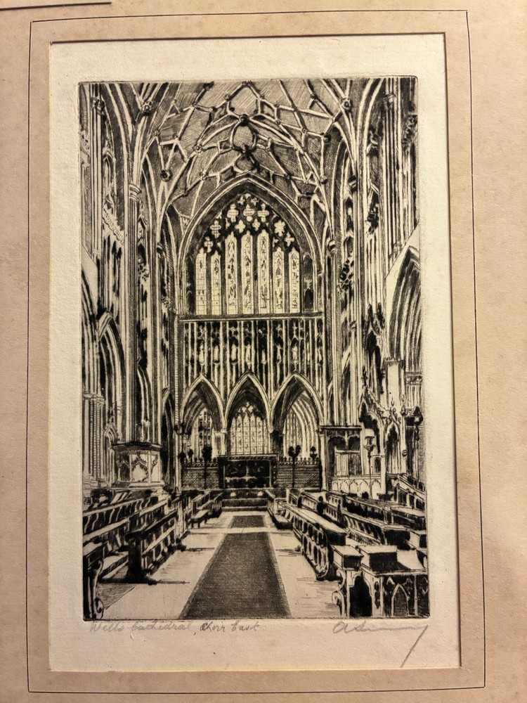 A. Simes – Wells Cathedral (Choir East) Original Etching