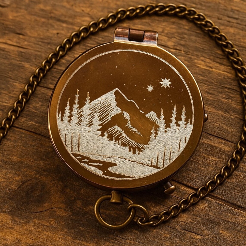 Personalized Engraved Compass Gift: Custom Working Vintage Antique Brass Pocket