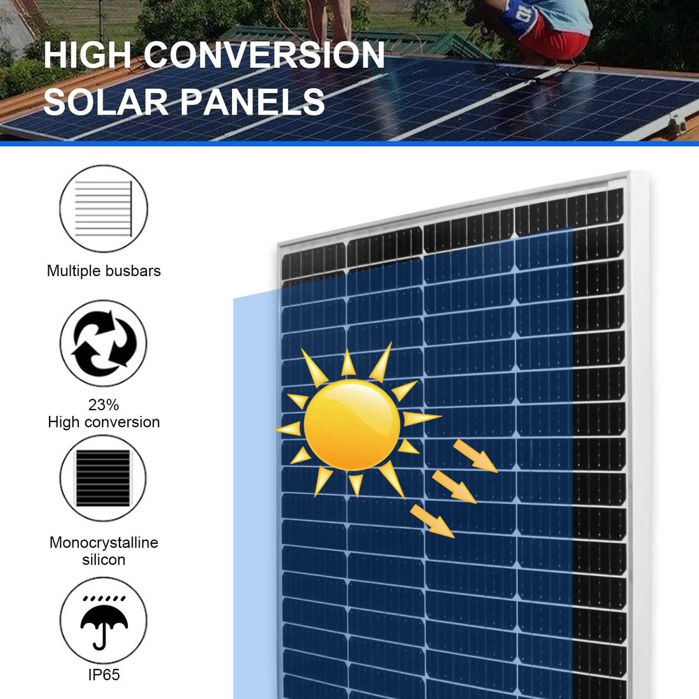 100 Watts Solar Panel 12 Volt Monocrystalline Solar Module for RV Marine Camping