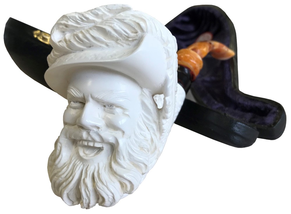 Medium Cavalier White Turkish Meerschaum Smoking Pipe - 5303K
