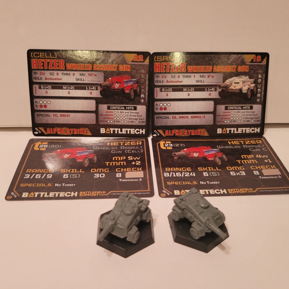 2 x BattleTech Wheeled Assault Gun Miniatures - Battlefield Support NEW
