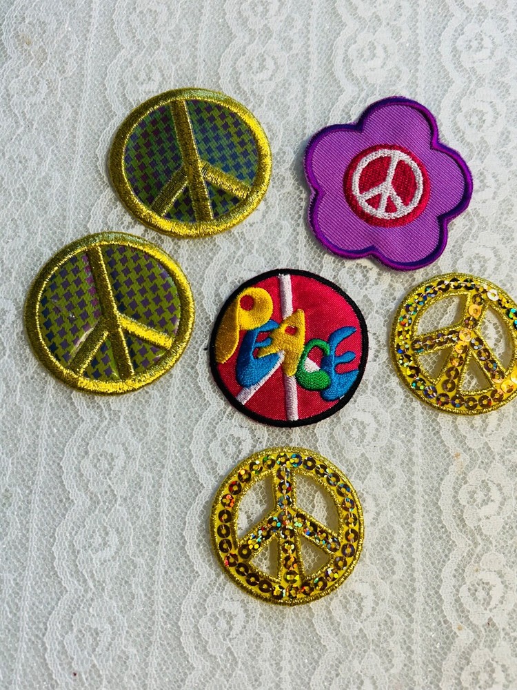 Lot of 6 Peace Iron-on Appliques