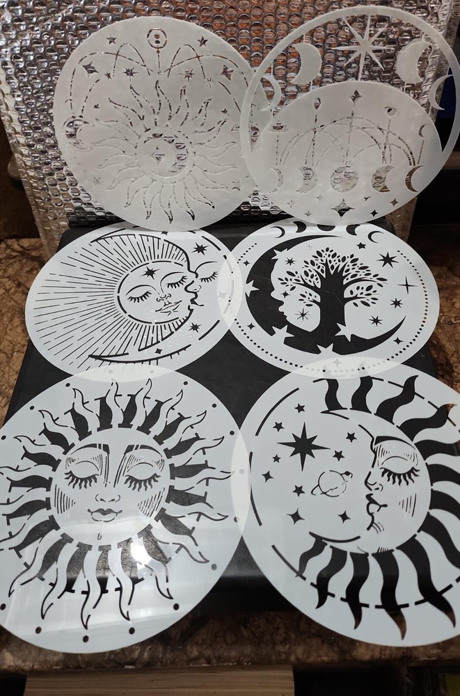 9 Pieces Mandala Sun and Moon Stencil Moon