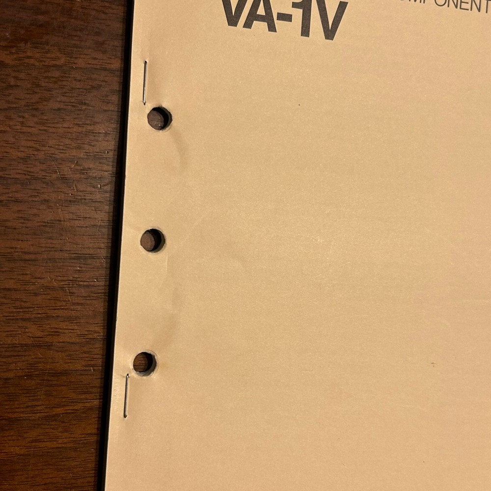 SONY VTR COMPOSITE COMPONENT ADAPTOR Operations & Maintenance Manual VA-1V 1986