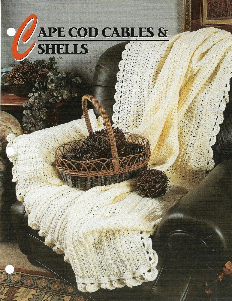 NEW CAPE COD CABLES & SHELLS ANNIE'S CROCHET AFGHAN CLUB PATTERN INSTRUCTIONS