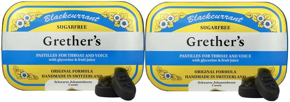 Grether's Pastilles BlackCurrant SUGAR-FREE 2.1 oz Tin ( 2 Pack )