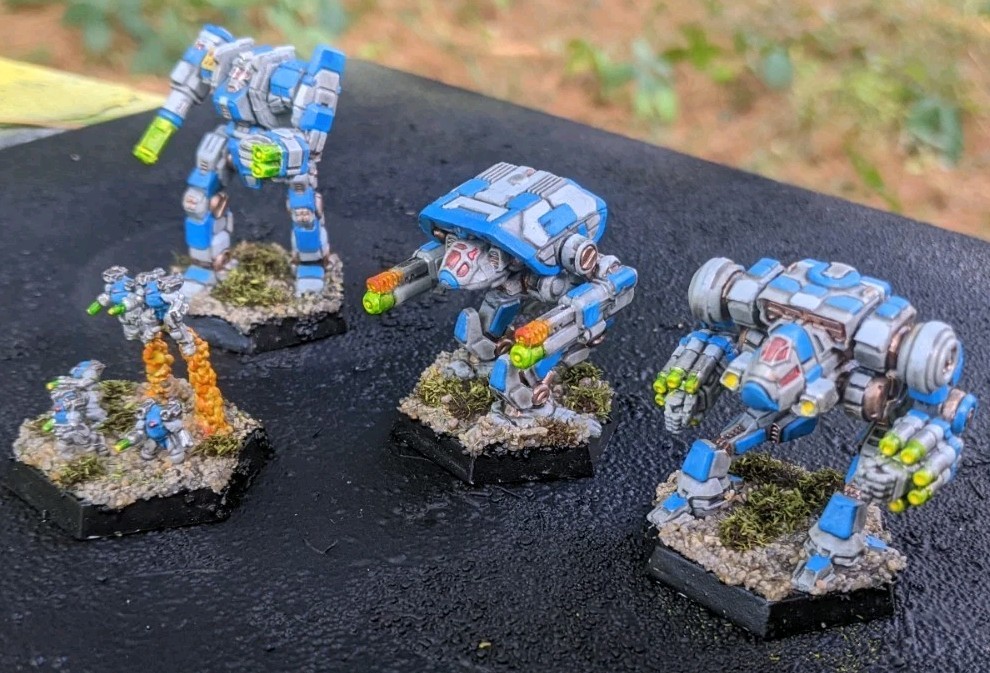 3x Custom Mechs. Battletech. No Infantry Guy From Pic.
