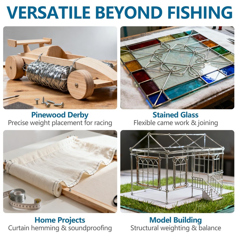 Lead Wire Solid Core Roll 1 Lb Spool — Soft High Density Lead Line for Fishin...