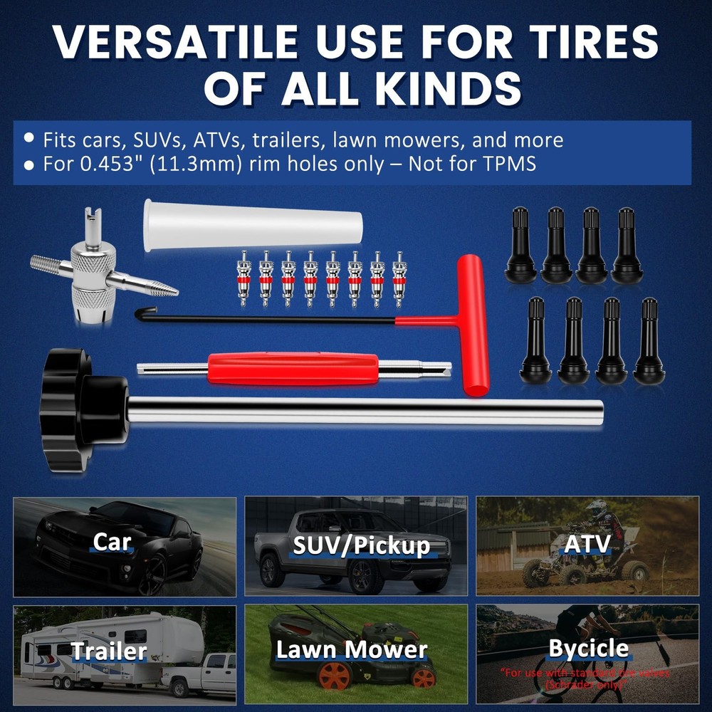 22PCS Tire Valve Stem Tool–Quick Change Installer Kit with TR413/TR414...