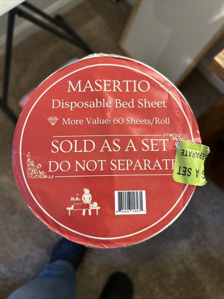 MASERTIO Disposable Bed Sheets. 1 Roll 60 Sheets Read!