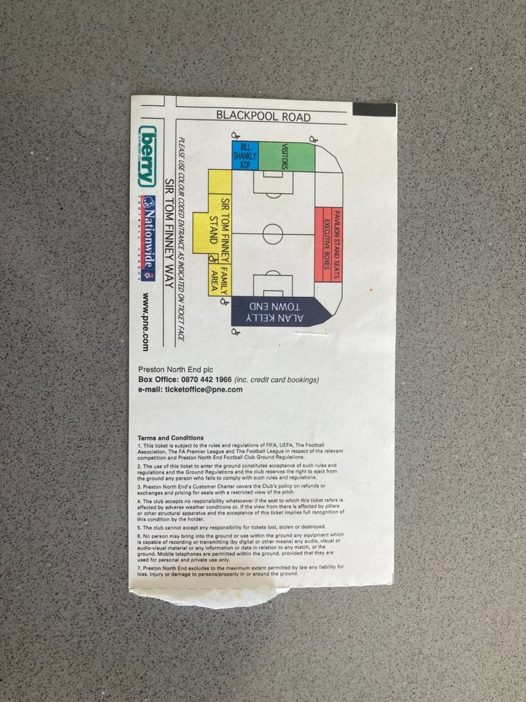 Preston North End v Gillingham 2003-04 Match Ticket