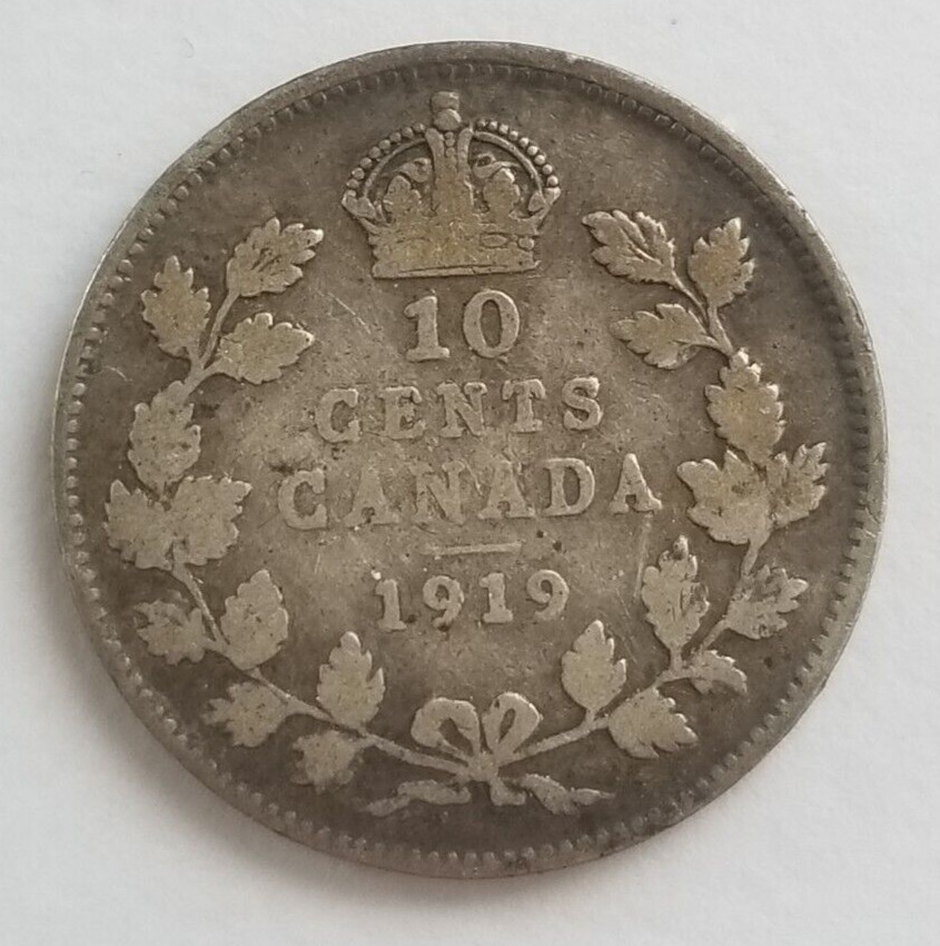 1919 Silver 10 Cents Canada George V