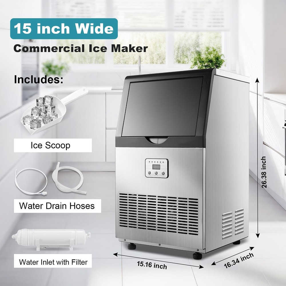 100lbs Commercial Ice Machine Bar Restaurant Home Ice Maker Cube Maker New