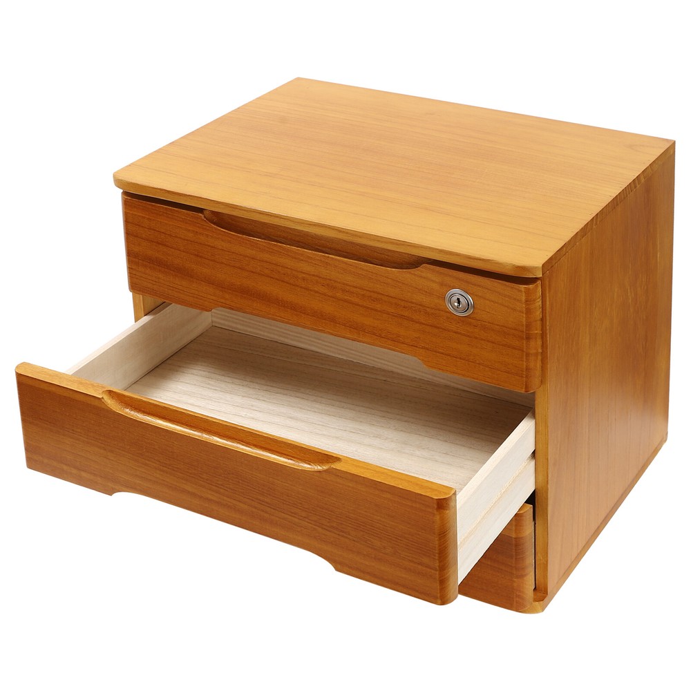 Modern Rectangle 3-Tier Desktop Storage Box Organizer with Lock Filing Cabinet