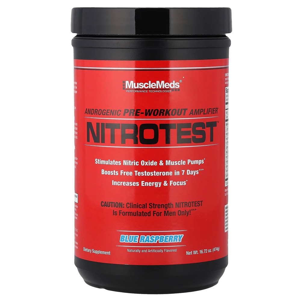 Nitrotest™, Androgenic Pre-Workout Amplifier, Blue Raspberry, 16.72 oz (474 g)