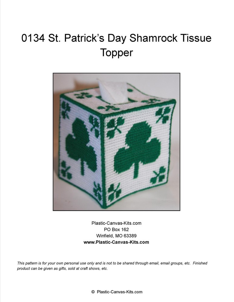 St. Patrick's Day Shamrock Tissue Topper-Plastic Canvas Pattern or Kit