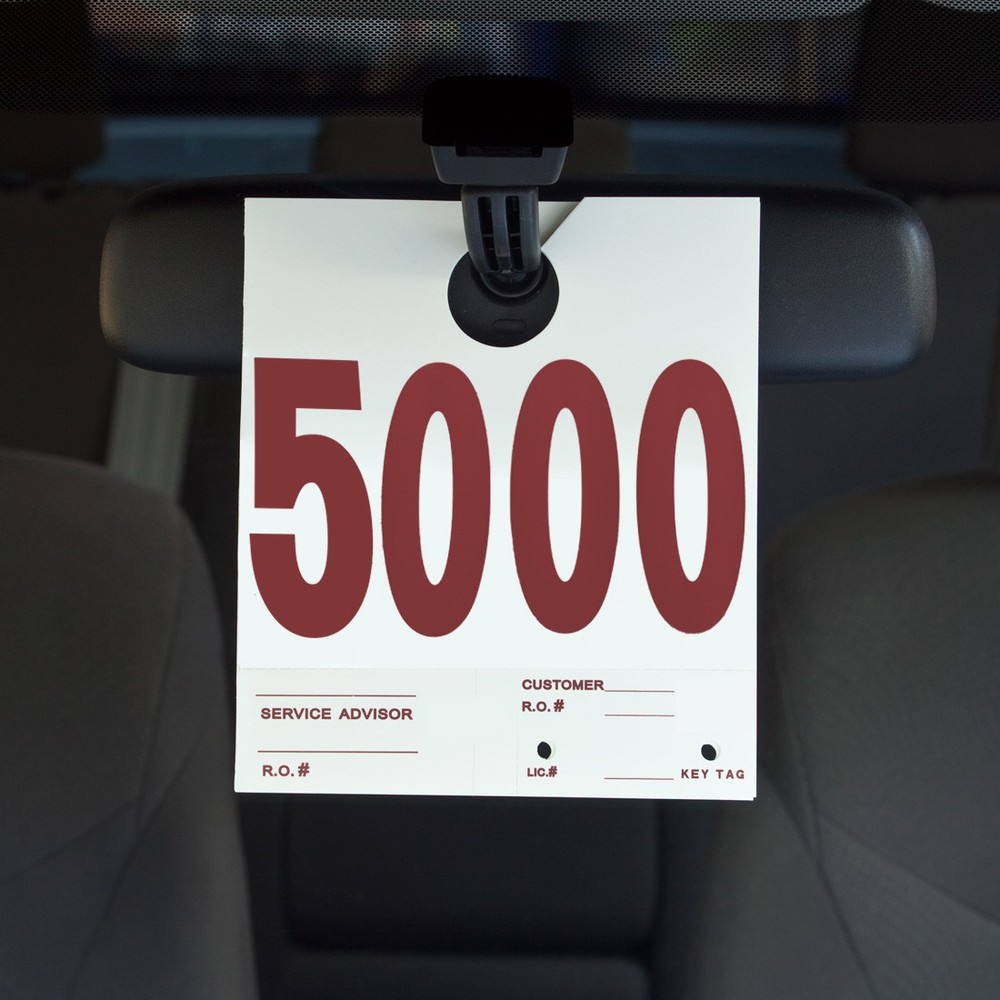 AUTO SERVICE NUMBERED HANG TAGS FOR AUTO SERVICE VEHICLE IDENTIFICATION