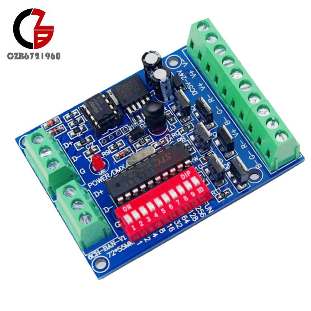 6 Channel DMX512 Decoder Board RGB LED Stage Lighting Controller Module