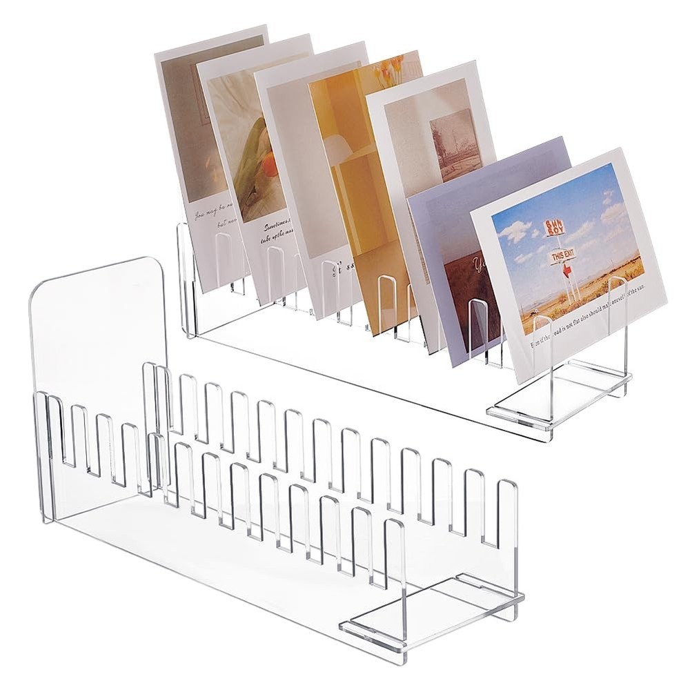 2 Sets 12 Grids Acrylic Card Display Riser Stands for Greeting Card Postercar...