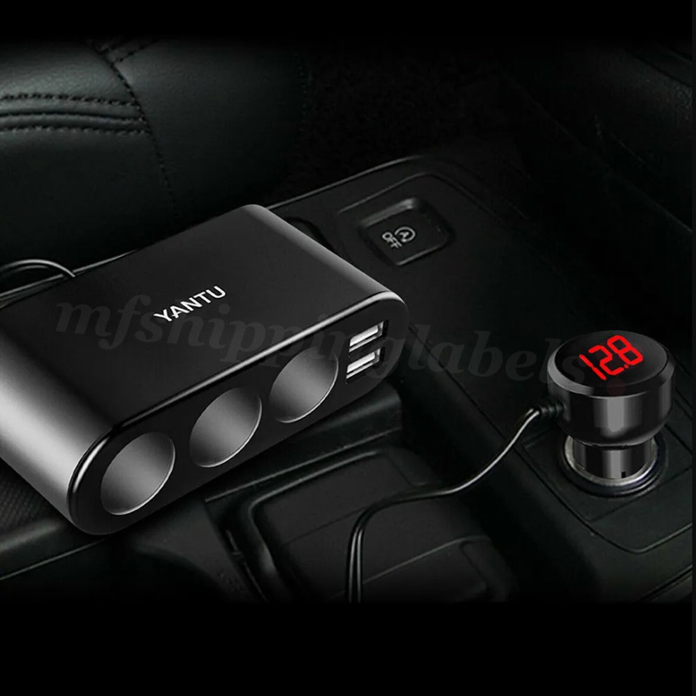 3 Way Car Cigarette Lighter Socket Splitter 12V Dual USB Power Adapter Charger