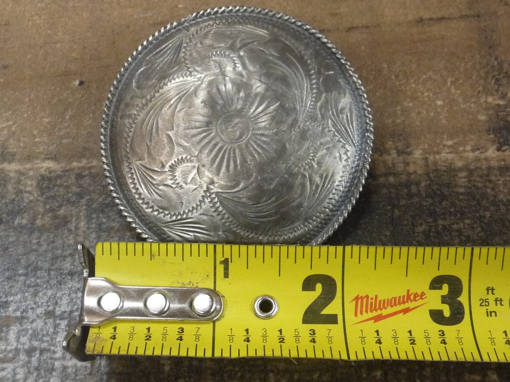 Large 2 3/8" pair of Solid Sterling Silver Conchos