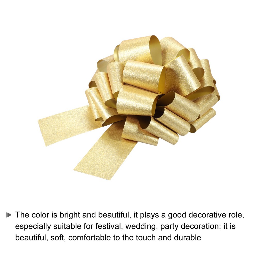 16 Inch Large Pull Bow Gift Wrapping Big Pull Bows Ribbon Gold