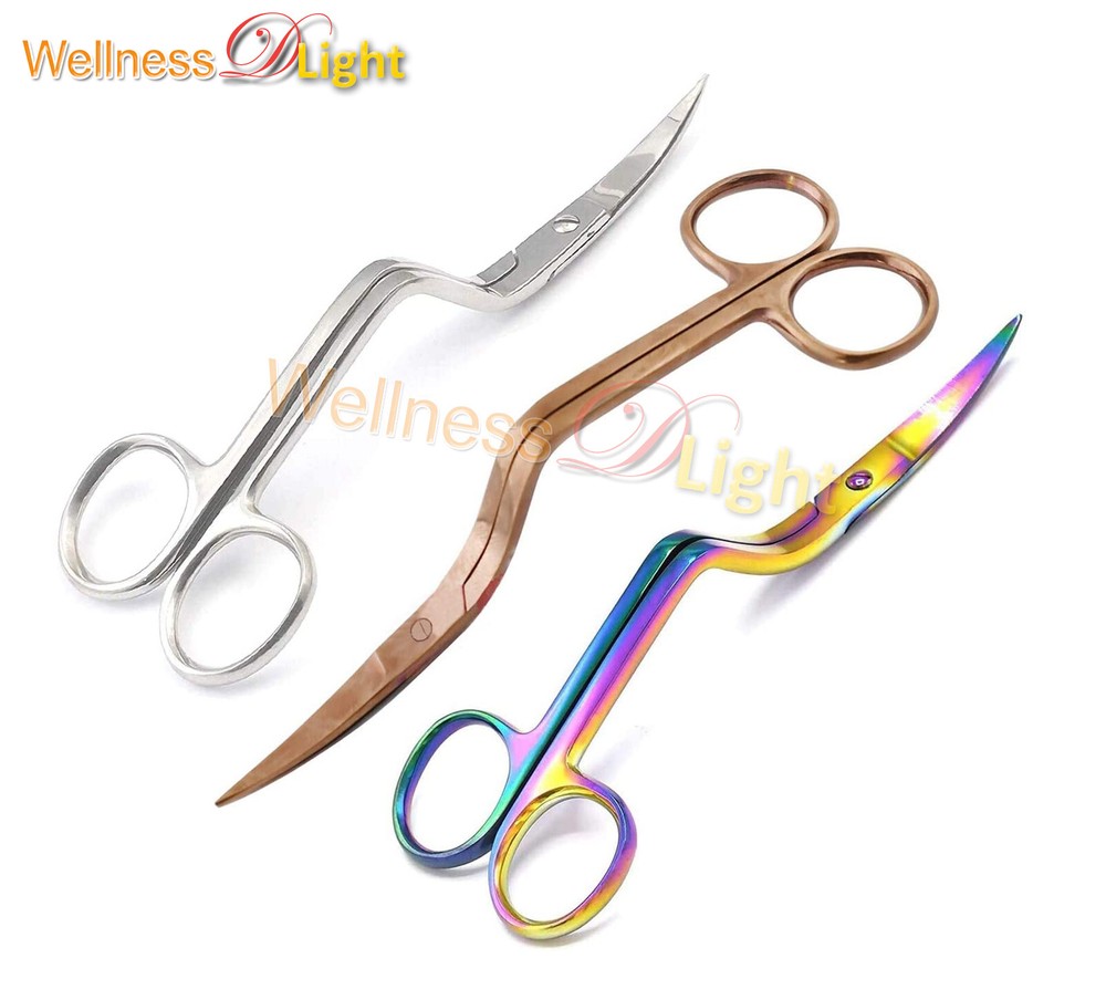 Double Curved Bent Angled Scissors Sewing Cutting Embro Rose Gold/ Silver/ Multi
