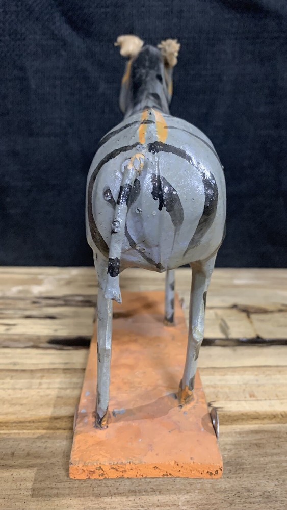 Antique Paper Mache Zebra Pull Toy on Wheels