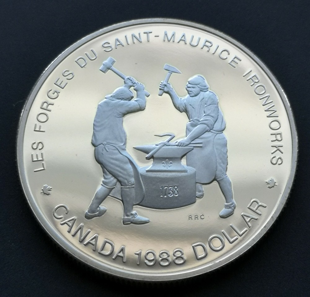 ***  CANADA  1988  PROOF  SILVER  DOLLAR  ***  SAINT - MAURICE  IRON WORKS  ***