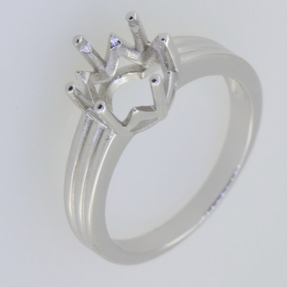 Sterling Silver Semi Mount Ring Setting Round RD 9x9mm