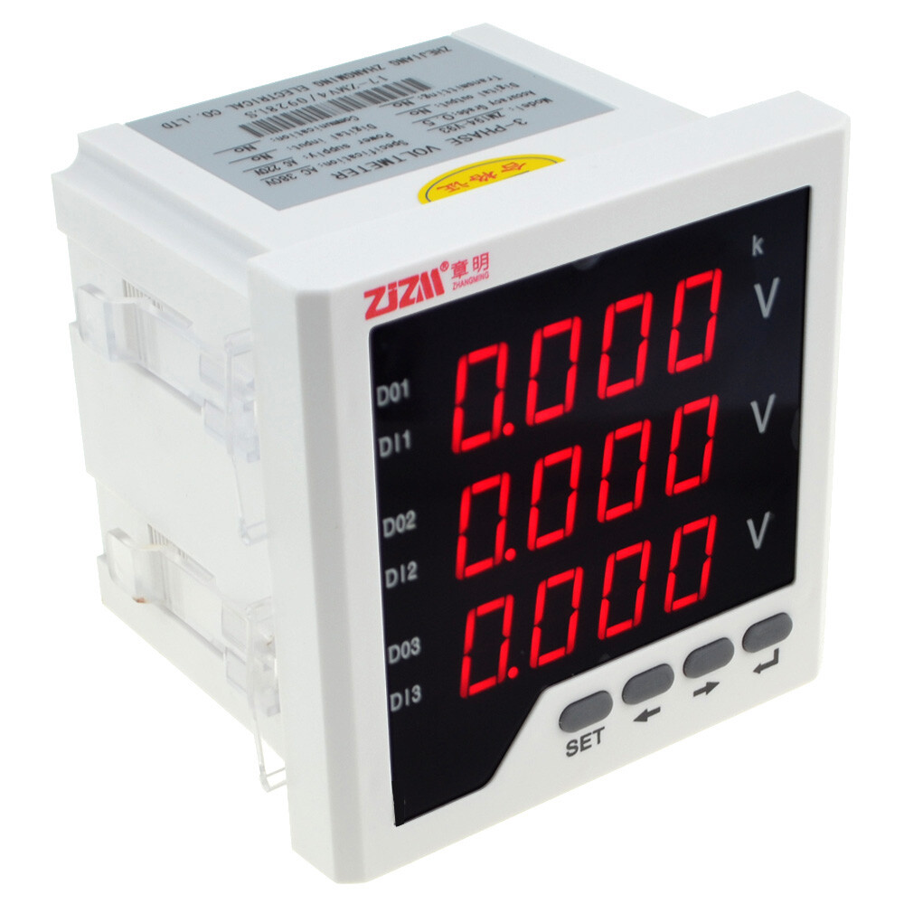 Intelligent Digital Display Voltmeter Three-phase AC Voltage Meter 96x 96mm