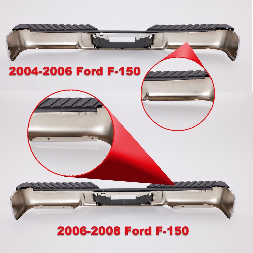 Chrome Rear Step Bumper Assembly Compatible with 2004 2005 Ford F-150