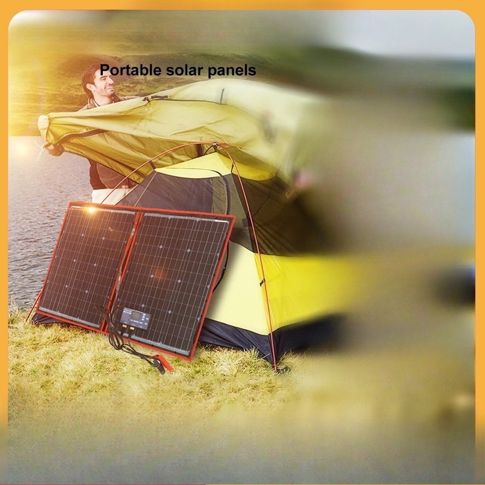 18V 100W Portable Foldable Solar Panel with 12V Controller Kit for Camping Trips