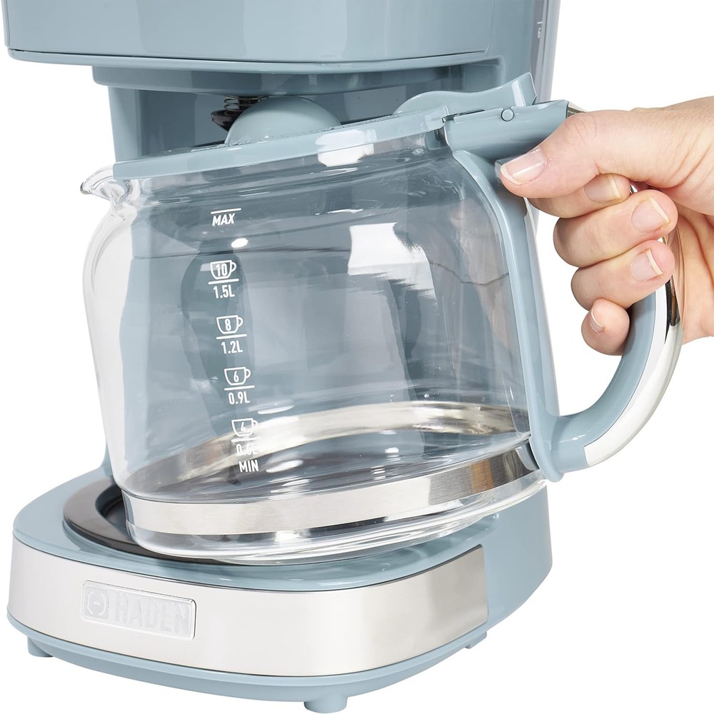 Haden Brighton 12 Cup Programmable Sleek Modern Nautical Coffee Maker, Sky Blue