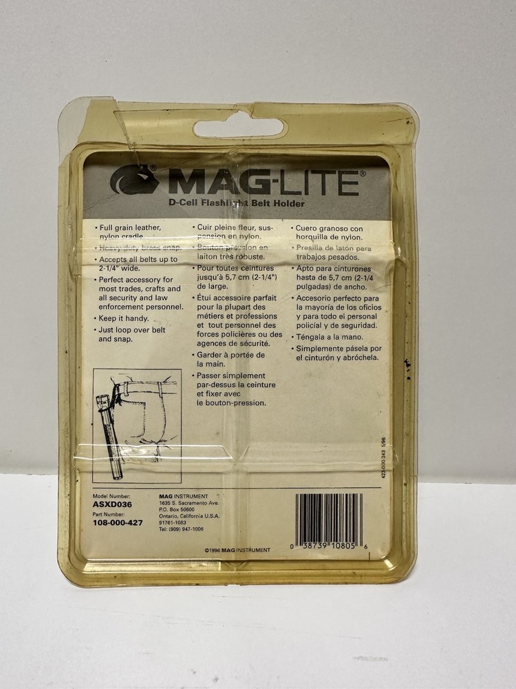 Mag-Lite D-Cell Flashlight Belt Holder Model ASXD036