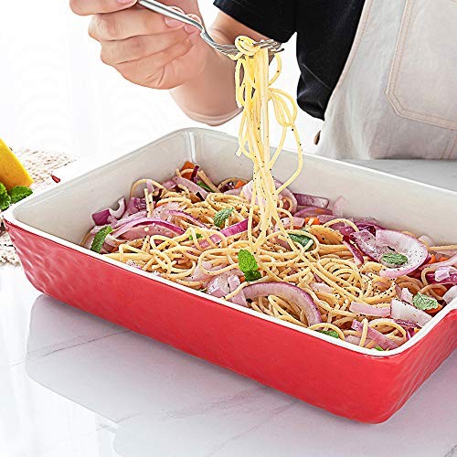 Baking Dishes, Rectangular Bakeware Set Ceramic Baking Pan Lasagna Pans Red