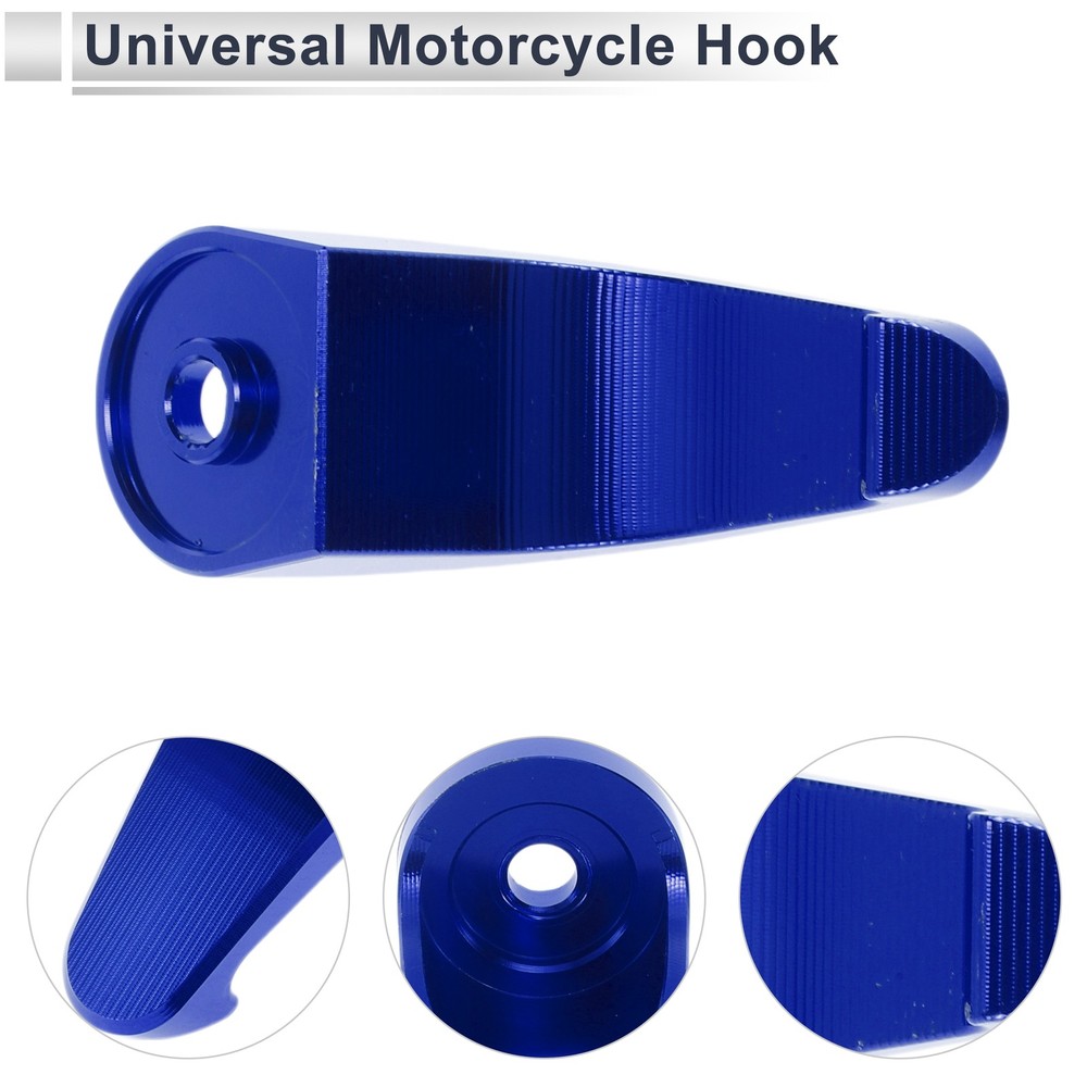 One Piece Aluminum Alloy Motorcycle Drop Hook 1 Set Blue