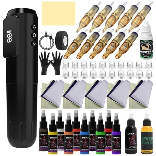 Wireless Tattoo Gun Kit with LED Display and Complete Accessories Set