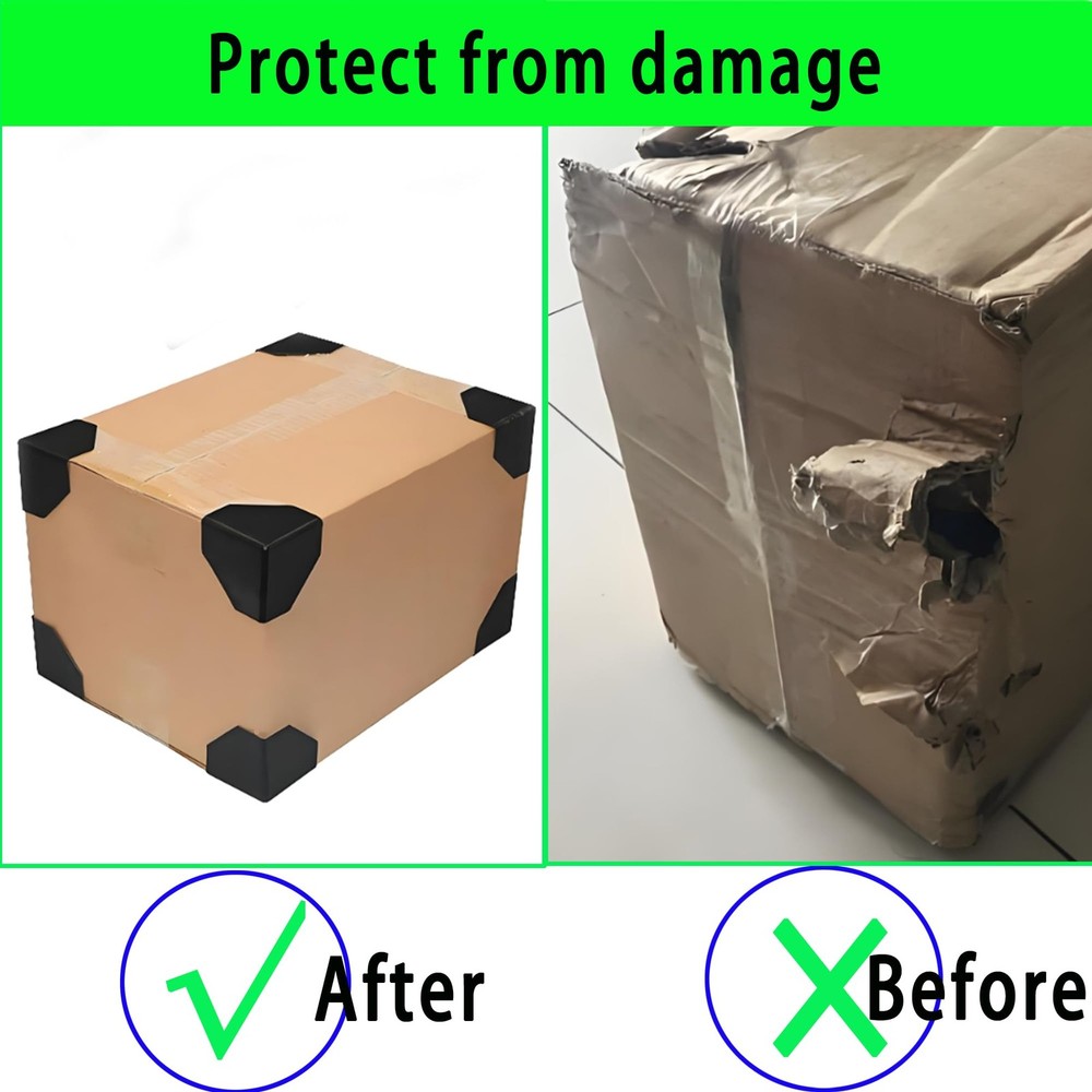 80 Pack Shipping Box Corner Protectors Plastic Packaging Edge Black