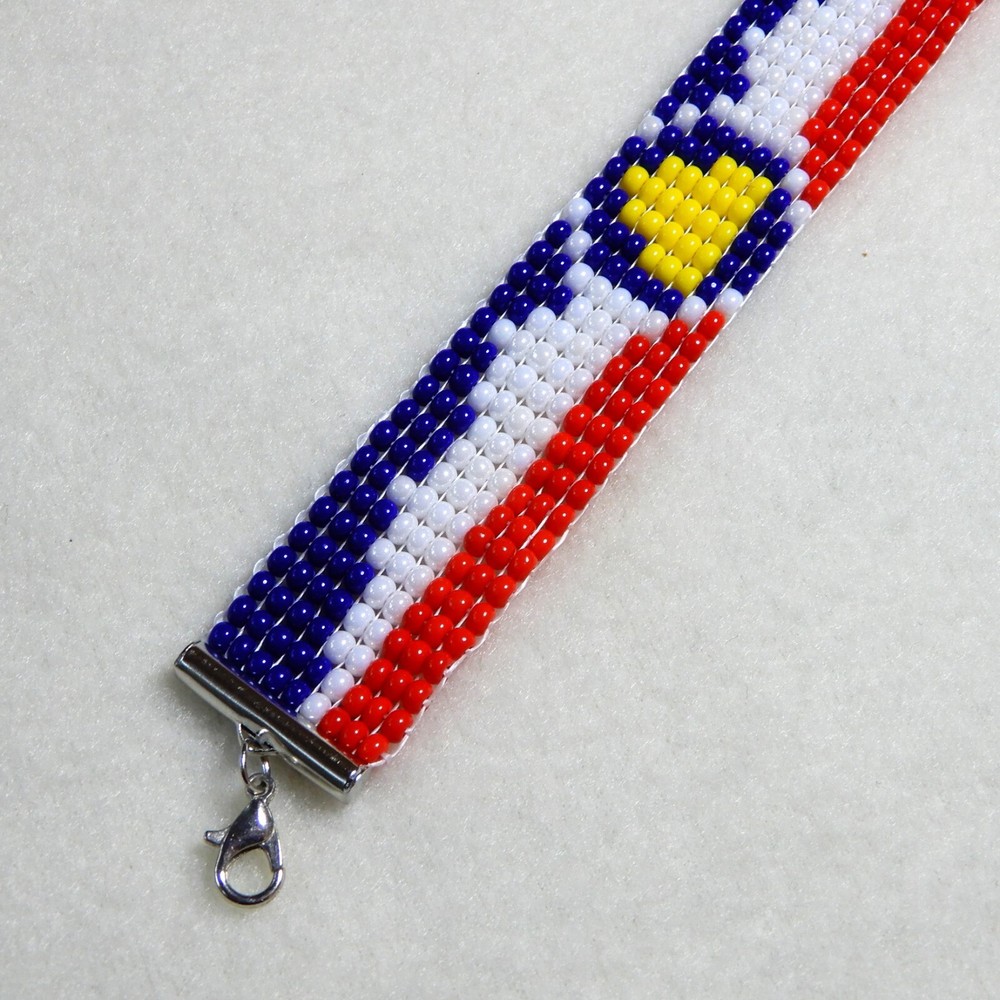 Utah state flag bead bracelet, handmade, adjustable length, beehive state