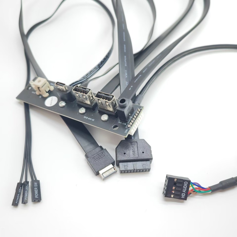 Type-E 19P 9Pin Power SW Type-C USB 3.1 HD Audio Mainboard Extension Cable Panel