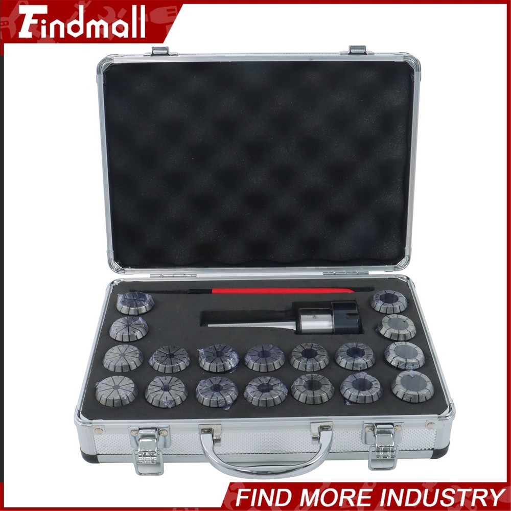 Findmall ER32 Collet Set 18pc for MT3 Spindle M12 Thread Spring Collets