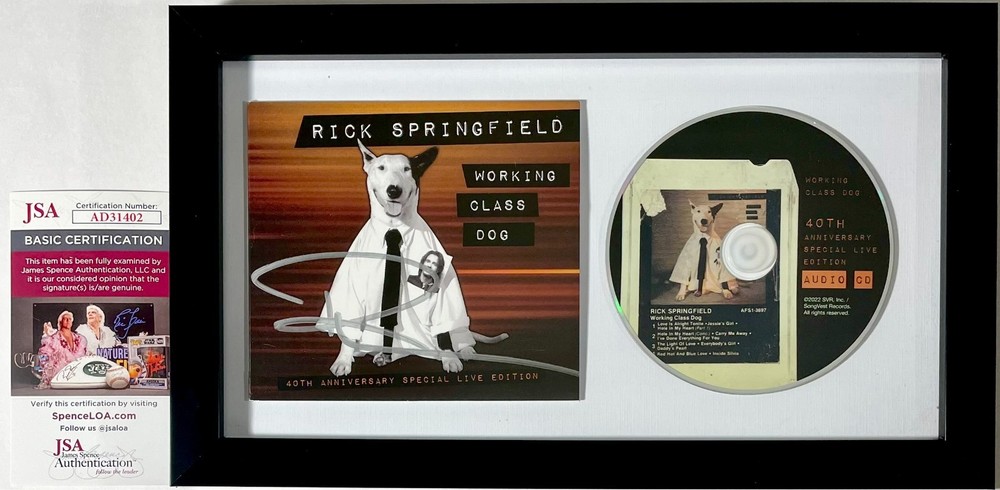 Rick Springfield Signed Working Class Dog Live CD Cover Framed Display JSA COA