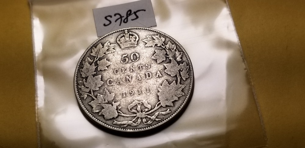 Canada Rare 1911 Silver 50 Cent Id65.
