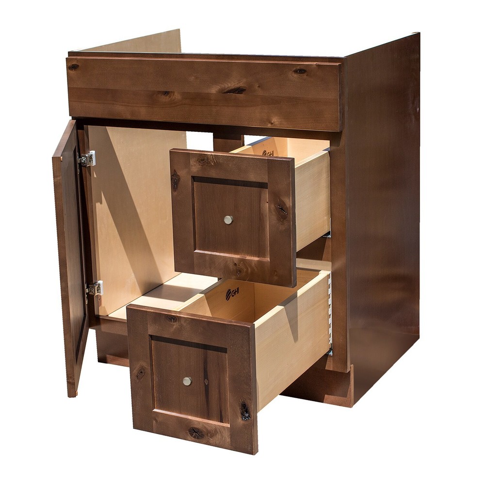 Rustic Walnut Shaker Style 30" x 21" vanity cabinet
